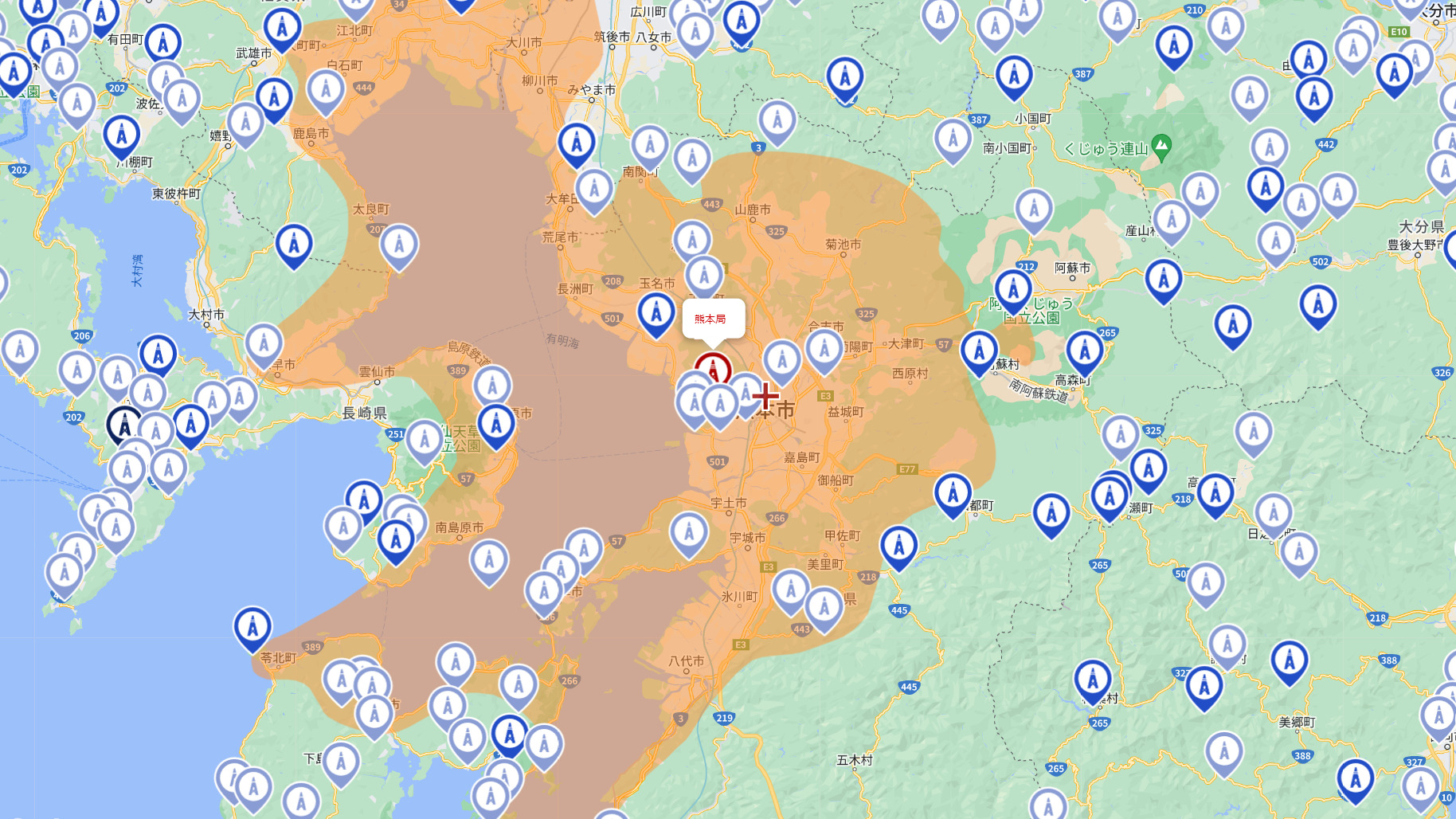 熊本県の地デジ電波受信状況